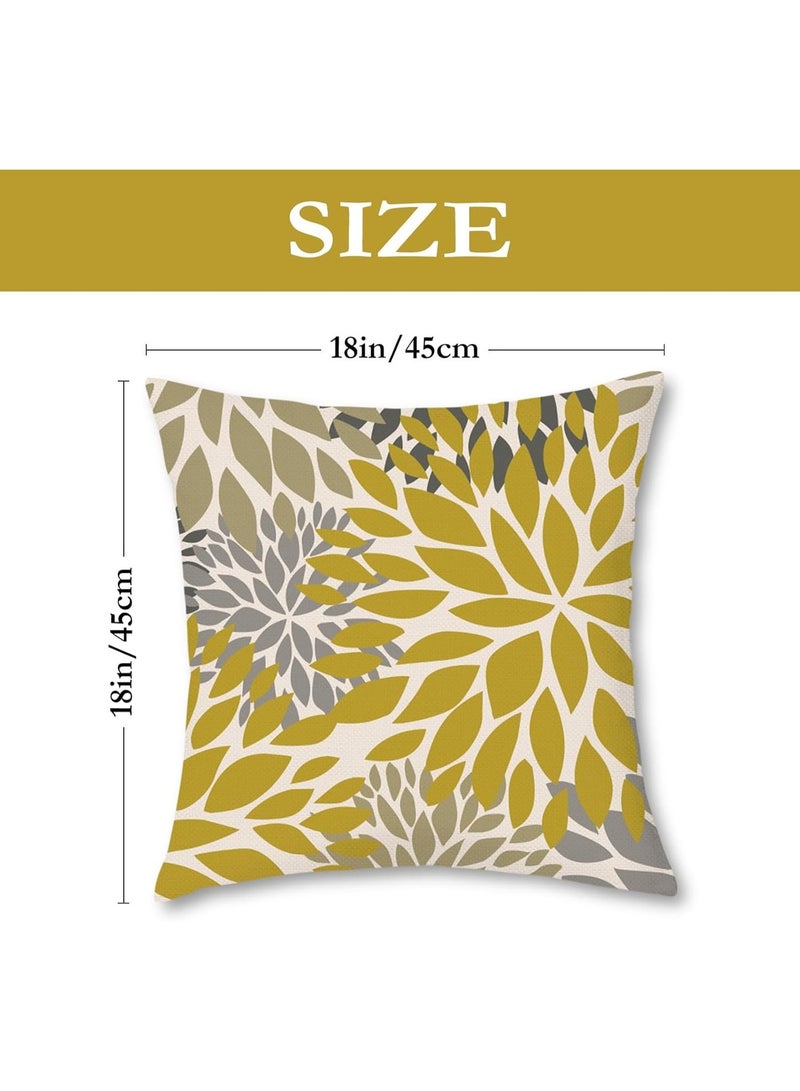 DUNISO 4Pcs Throw Pillow Covers, Linen Pillow Covers Floral Design Square Cushion Cover,Flower Pillowcase,Comfortable and Durable,for Couch Chair Sofa Bed Living Room Home Decor ,45*45cm - Image 2